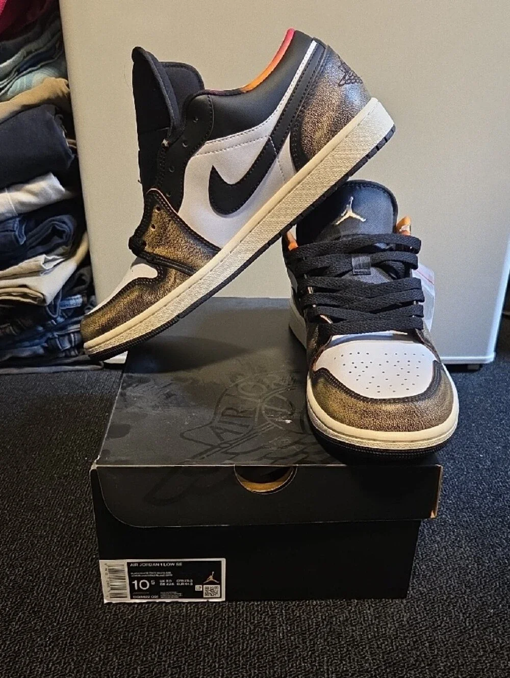 NIKE Jordan Low Top Sneakers - Black, White, Gold
